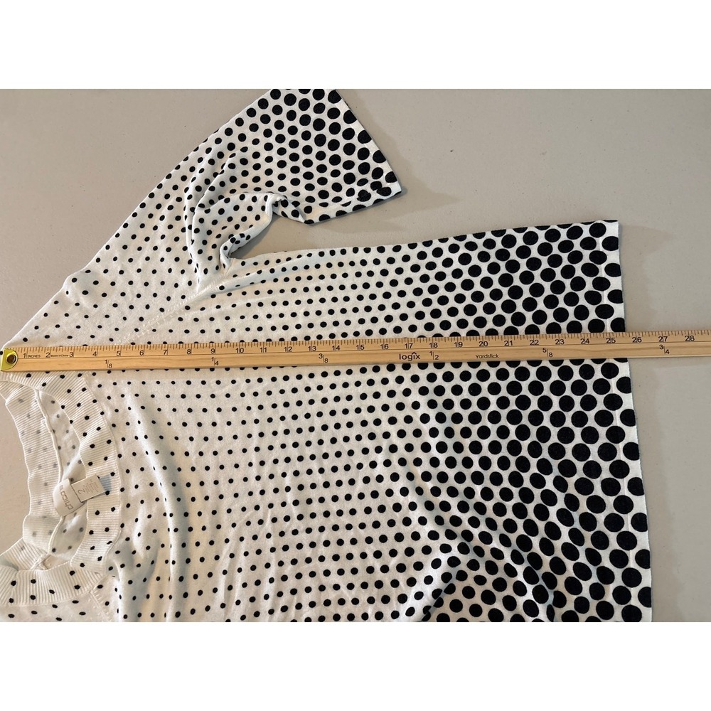 Chicos Black White Polka Dot Ombre Knit Sweater Top Women‎ Size 2 Large - Picture 7 of 12